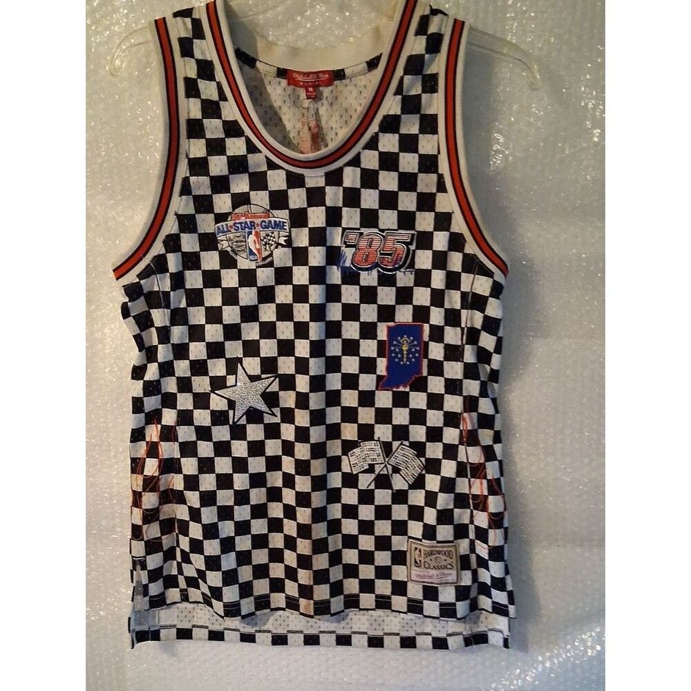 Mitchell & Ness Womens Black & White Checkerboard Basketball Jersey
